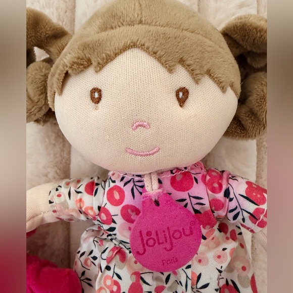 Jolijou Paris Demoiselle My First Doll Pink Floral Dress Lovey Plush 7" - Picture 2 of 10